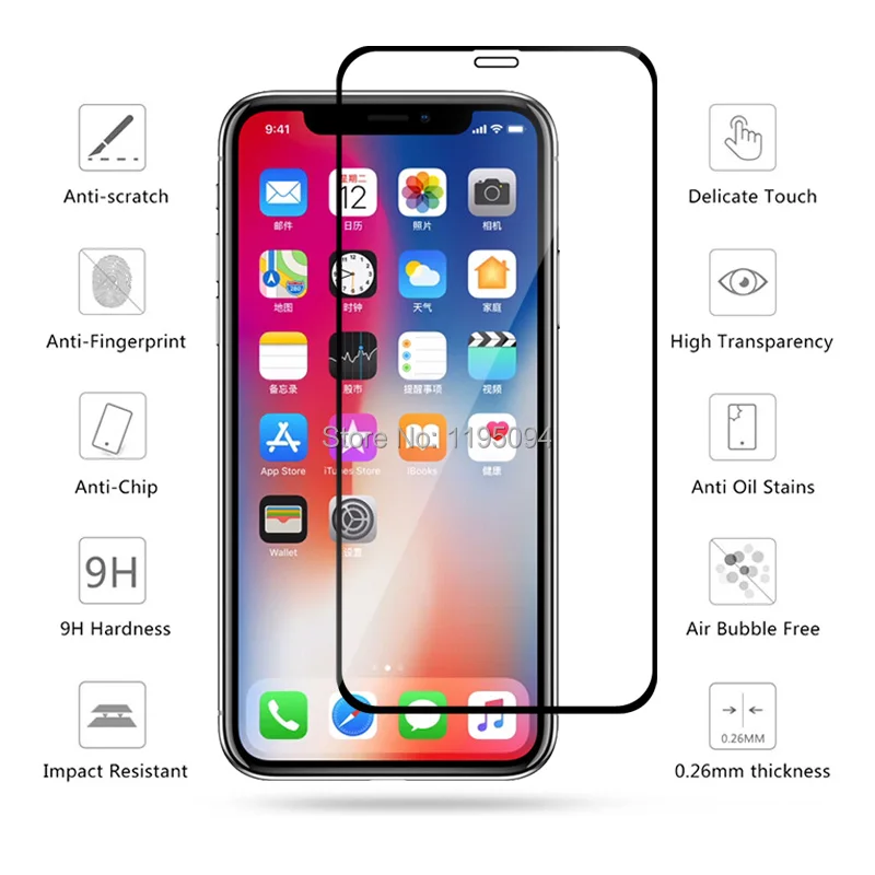 Полное покрытие закаленное стекло для iPhone X XS 11 Pro Max XR 7 8 Защита экрана 6 6S Plus 5 5S