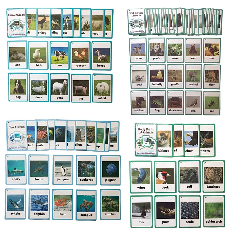 New 96Pcs/Набор обучающих английских флеш карт для детей Монтессори Обучающие