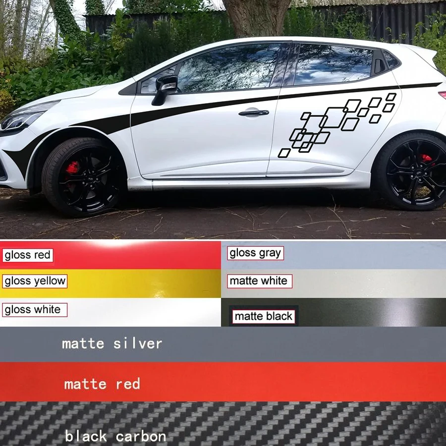 Наклейки cuostom для renault clio 2 шт. автомобильные наклейки с крутыми гоночными боками