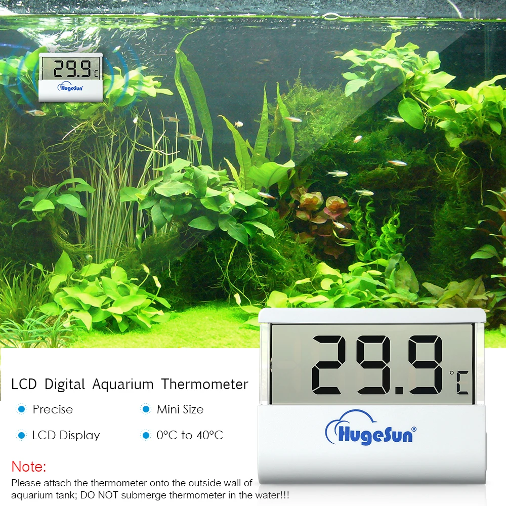 Аквариумный термометр с ЖК дисплеем прозрачный 0 40 °C|Оборудование контроля