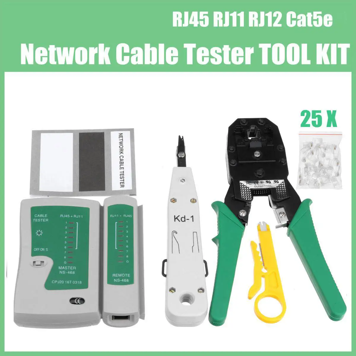 Тестер сетевого кабеля RJ45 RJ11 RJ12 Cat5e 6 LAN 5 шт./компл.|Наборы ручных инструментов| |