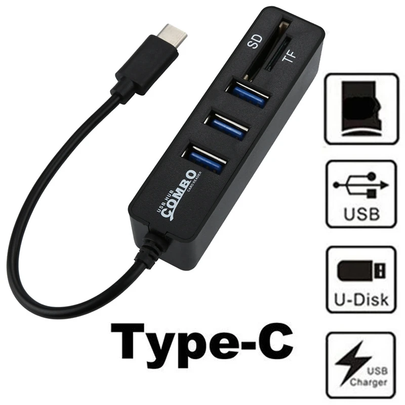 2 в 1 Type C Otg Usb 0 концентратор сплиттер комбинированный 3 порта и Sd/Tf кардридер