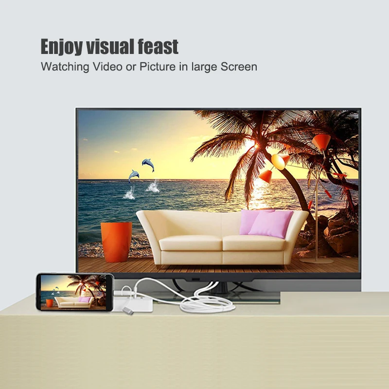 3 в 1 HDMI USB кабель для iPhone Lightning Android Micro Type C к HDTV цифровой av адаптер X 8 Huawei Xiaomi|Кабели
