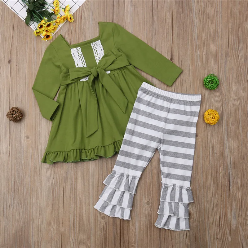 1-5y Fashion Baby Girls Xmas Clothing sets for Kids cotton Long Sleeve Tops Dress+Striped Pants bebe girl Outfits Clothes set | Детская