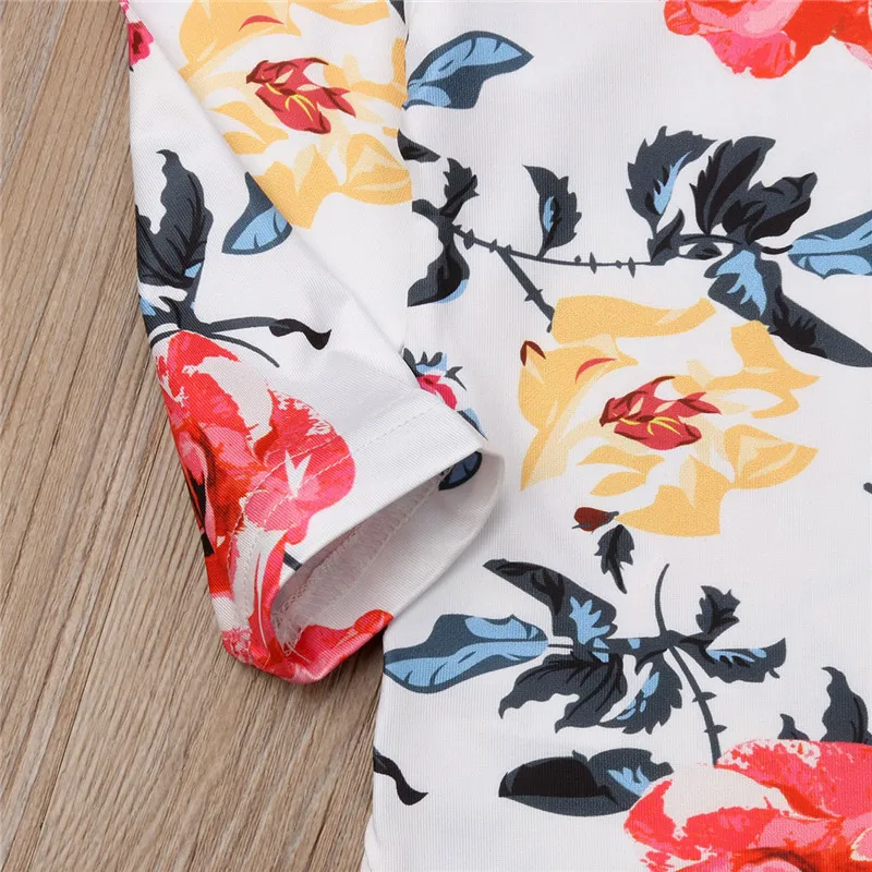 Autumn Long Sleeve Floral T-shirt Ruffle Shorts Girls Clothing Cotton Outfits 3PCs 0-24M Newborn Infant Baby Girl Clothes Set | Детская