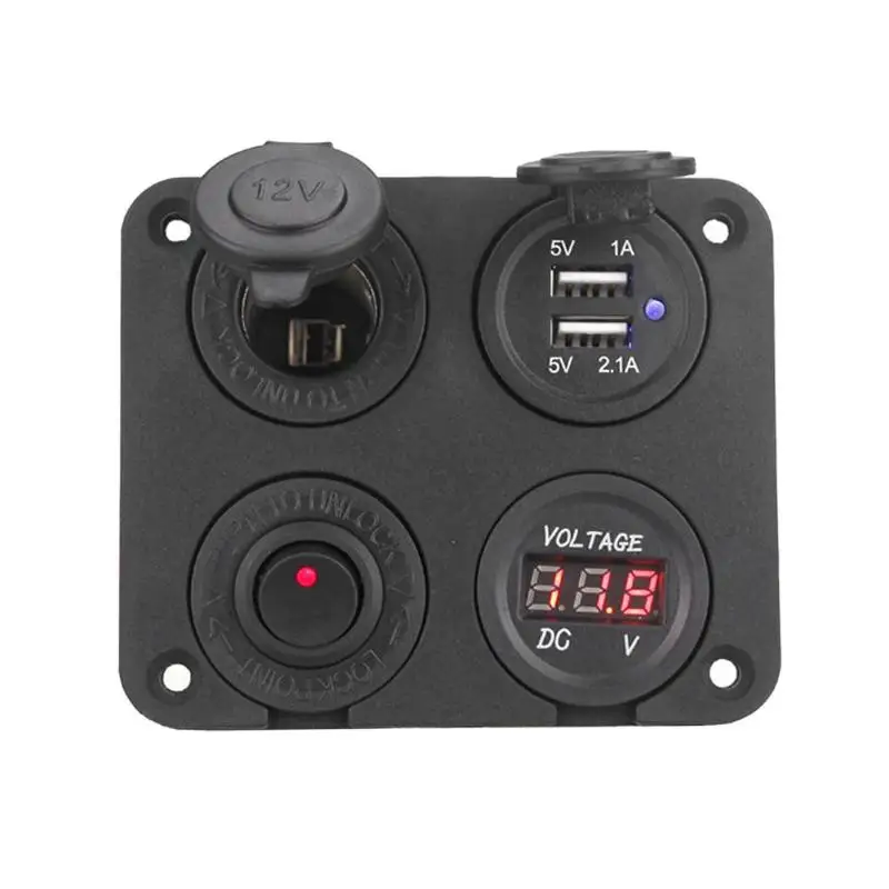 Универсальный вкл. ВЫКЛ. 4 переключатель отверстия 12 В/24 В панель USB зарядное