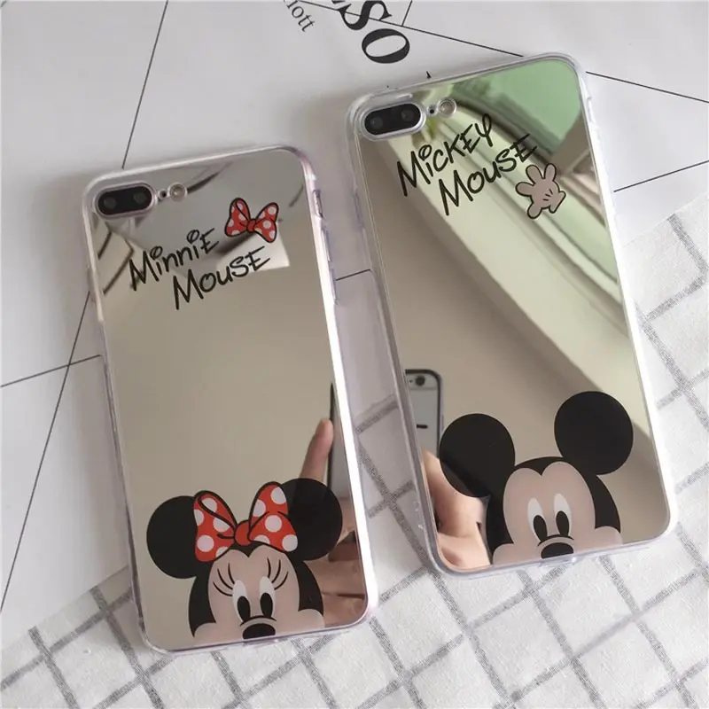 Чехол для телефона iPhone 7 6S 6 5 8 плюс Slim Silicone мультяшное Зеркало Полный Защитная