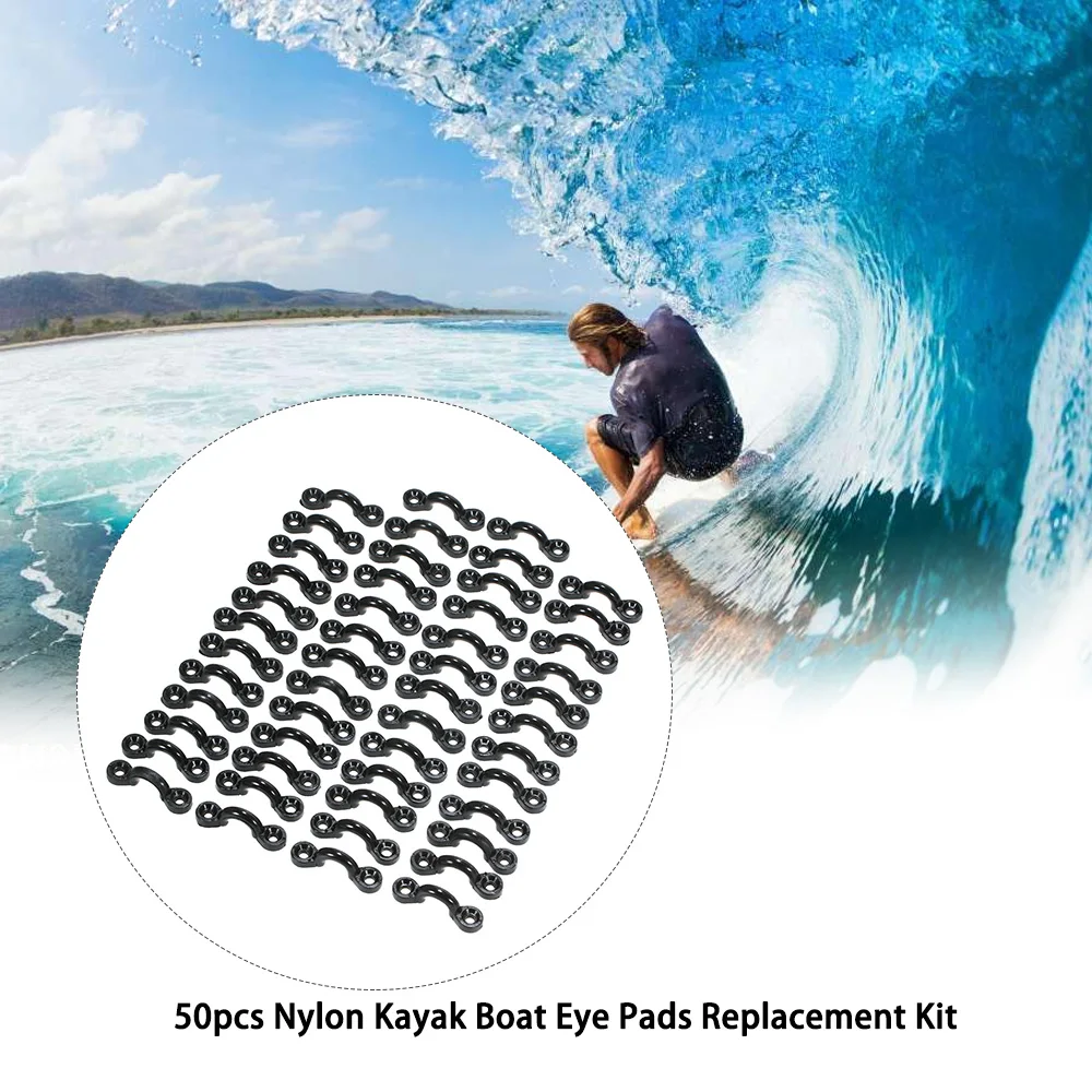 

50pcs Nylon Kayak Boat Eye Pads Tie Down Pad Eyes Canoe Accessories Shock Cord Fastening Gear Replacement Kit