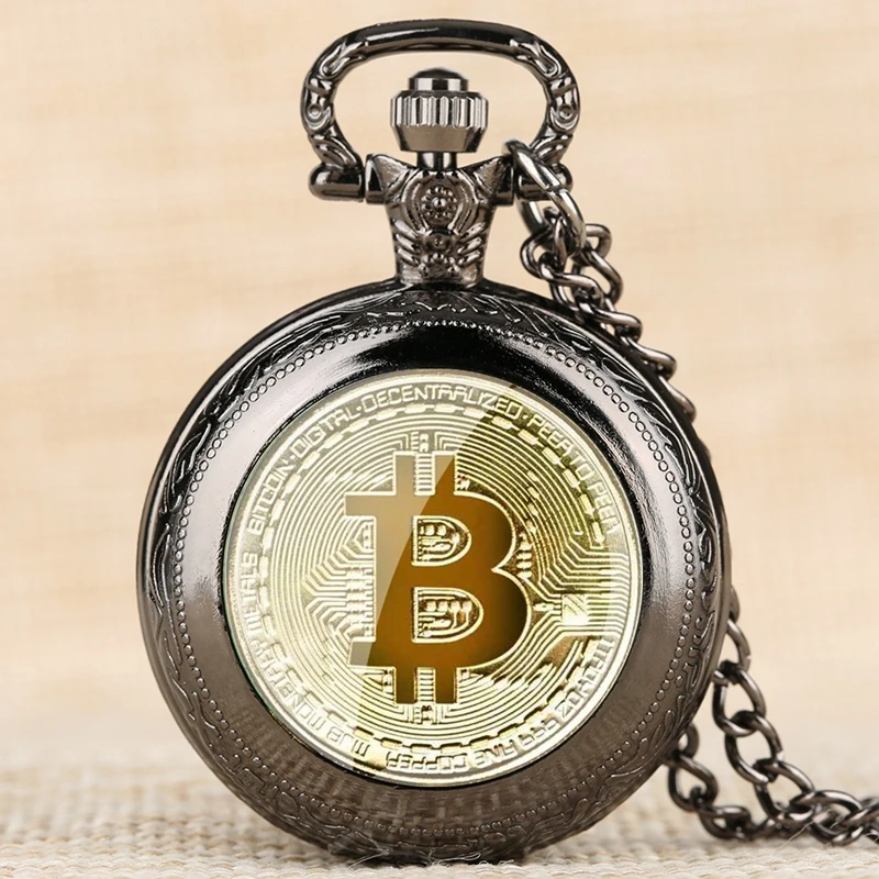 

Позолоченные физические биткоины Casascius Биткоин BTC кварцевые карманные часы физический Металл антикварная имитация Бит монета коллекция ис...