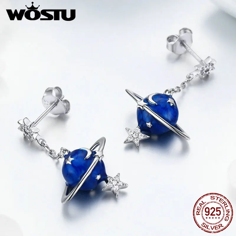 Женские серьги подвески WOSTU из стерлингового серебра 925 пробы вечерние на