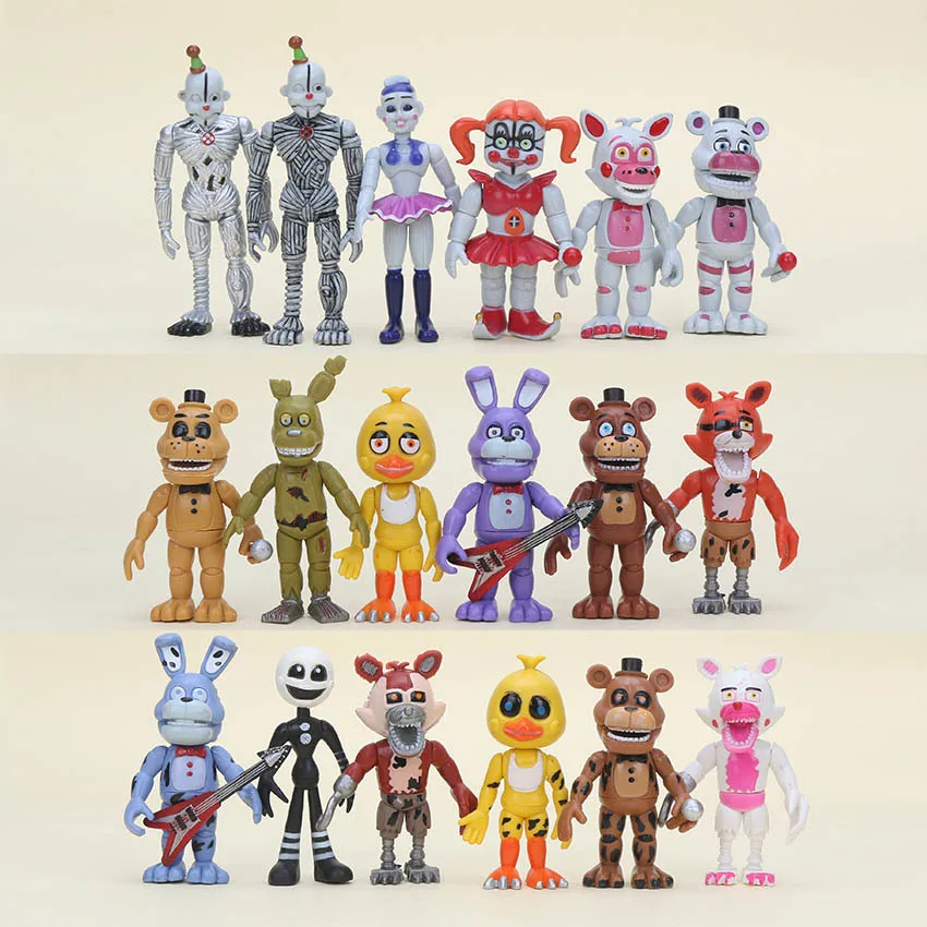 6 pz/набор 10 см Cinque Notti A Freddy Sorella di Posizione FNAF Chica Funtime Foxy Ballora Oro экшен-фигурка из ПВХ