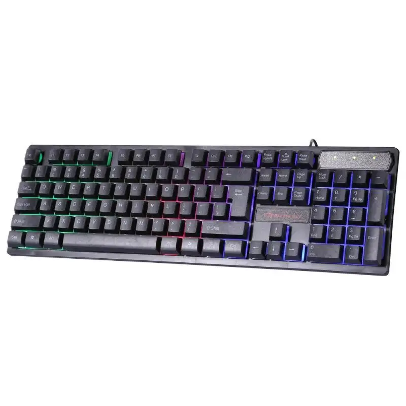 RGB подсветка с подсветкой игровая клавиатура подвеской Радуга USB Проводная Игра