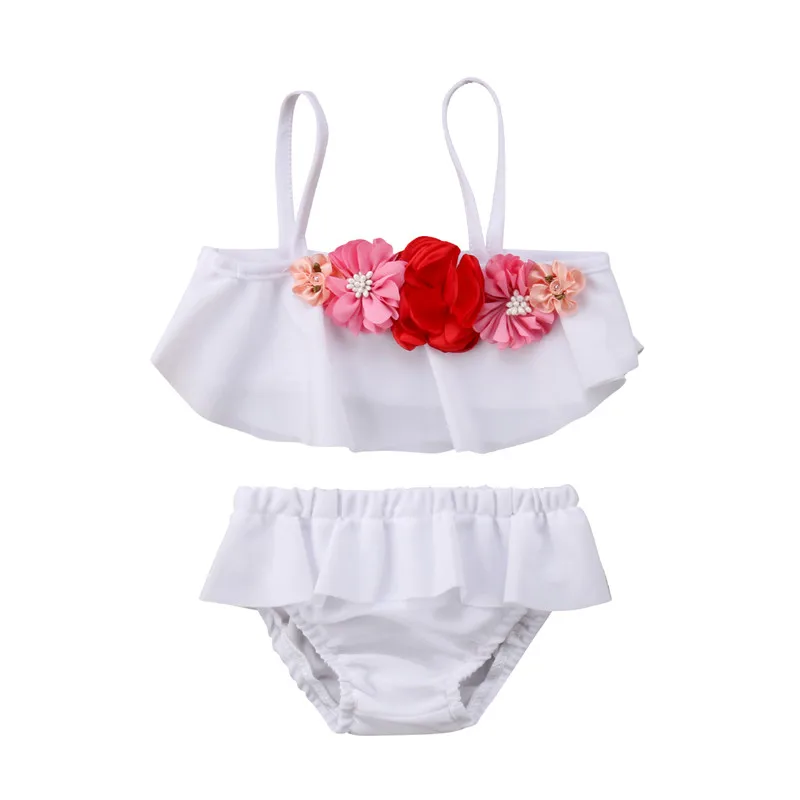 Emmababy/детское бикини с цветочным рисунком для маленьких девочек объемным белый