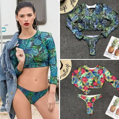ITFABS Bikini 2019 Solid Swimwear Women Sexy Bandeau Long Sleeve Swimsuit Brazilian Biquini | Спорт и развлечения
