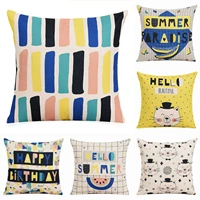 letter composition pillow case throw pillowcase cotton linen printed pillow covers for office home textile