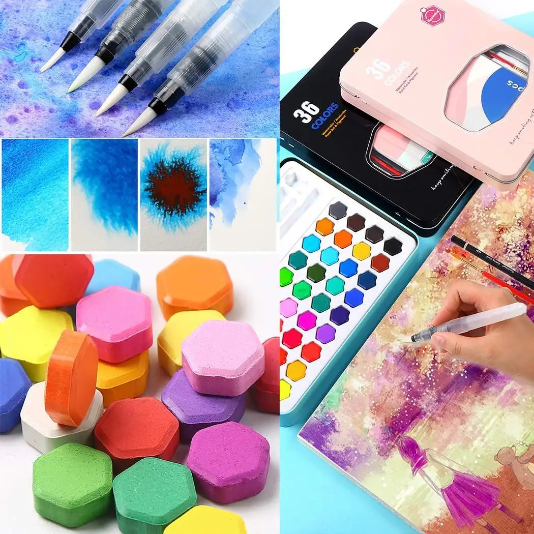 Нетоксичные Твердые пигментные акварельные краски Акварельная живопись розовый