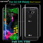 Для двойной камеры LG G8 ThinQ 6,1 дюйма 2 шт. = передняя + задняя тонкая полная крышка пленка из мягкого ТПУ Взрывозащищенная защита экрана (не стекло)