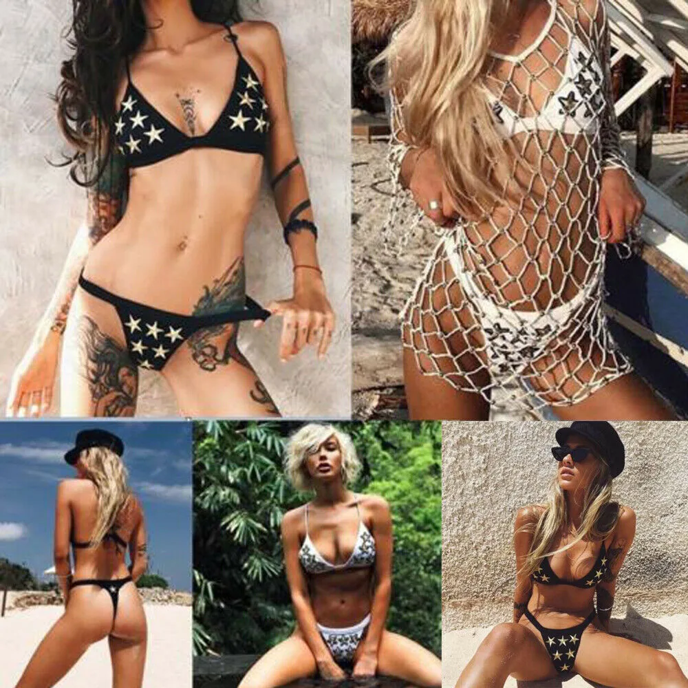 Женский комплект бикини сексуальный бандажный купальник с пуш ап подкладкой