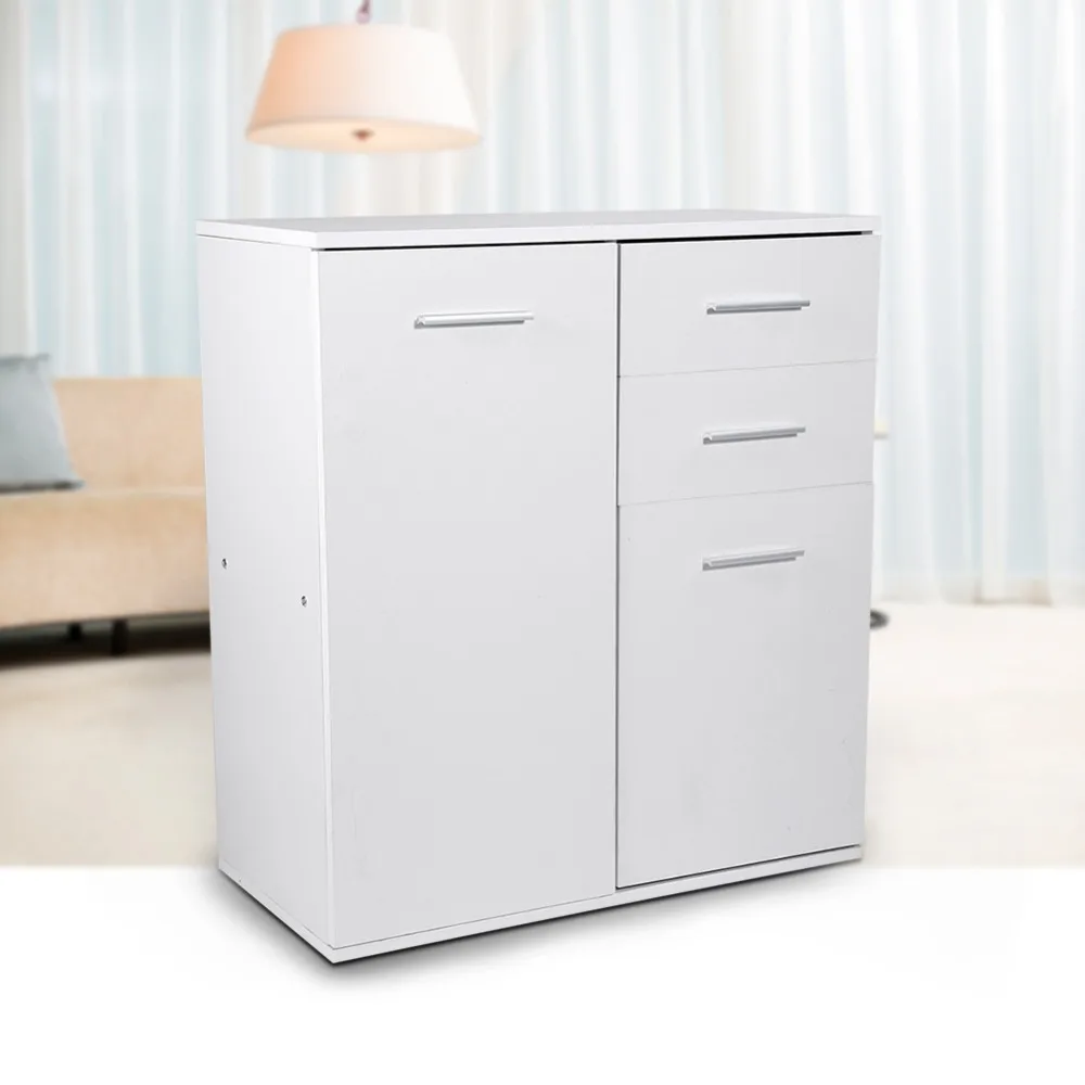 Шкаф для хранения 73 5x66x33 см белый деревянный напольный шкаф с 2 ящиками и дверцы