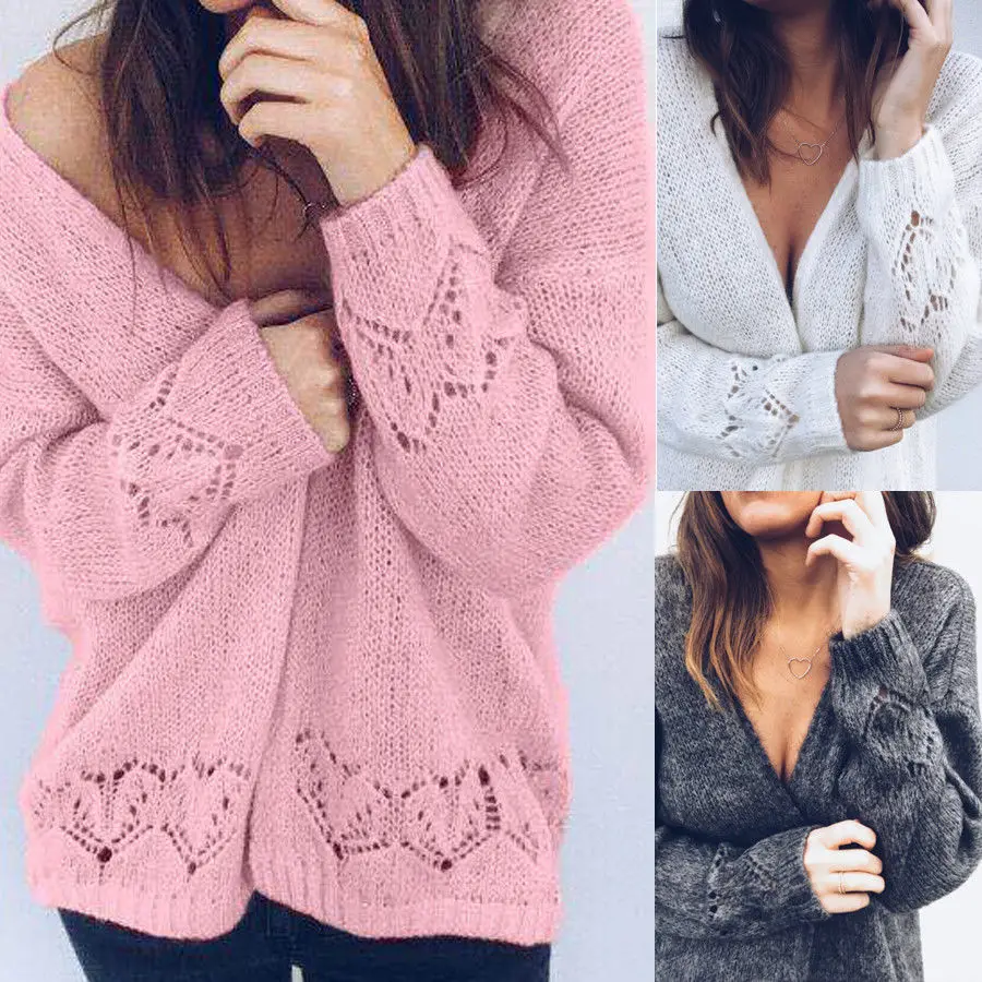 Модный женский вязаный свитер 2019 Новинка Зима Весна длинный рукав скользящий