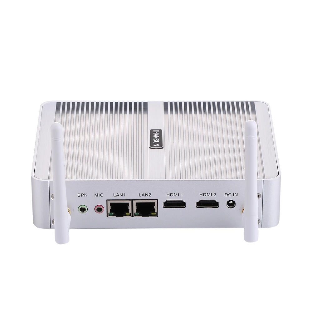 Безвентиляторный мини ПК Intel Celeron N3050 Windows 10/Ubuntu серебристый [HUNSN BM04] (WiFi/2 HDMI/4USB3. 0/2USB2.