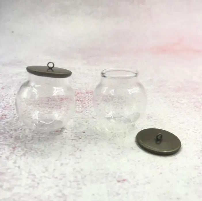 50pcs/lot 30x20mm hollow glass globe with setting base set orb vials pendant bottle jars jewelry necklace | Дом и сад