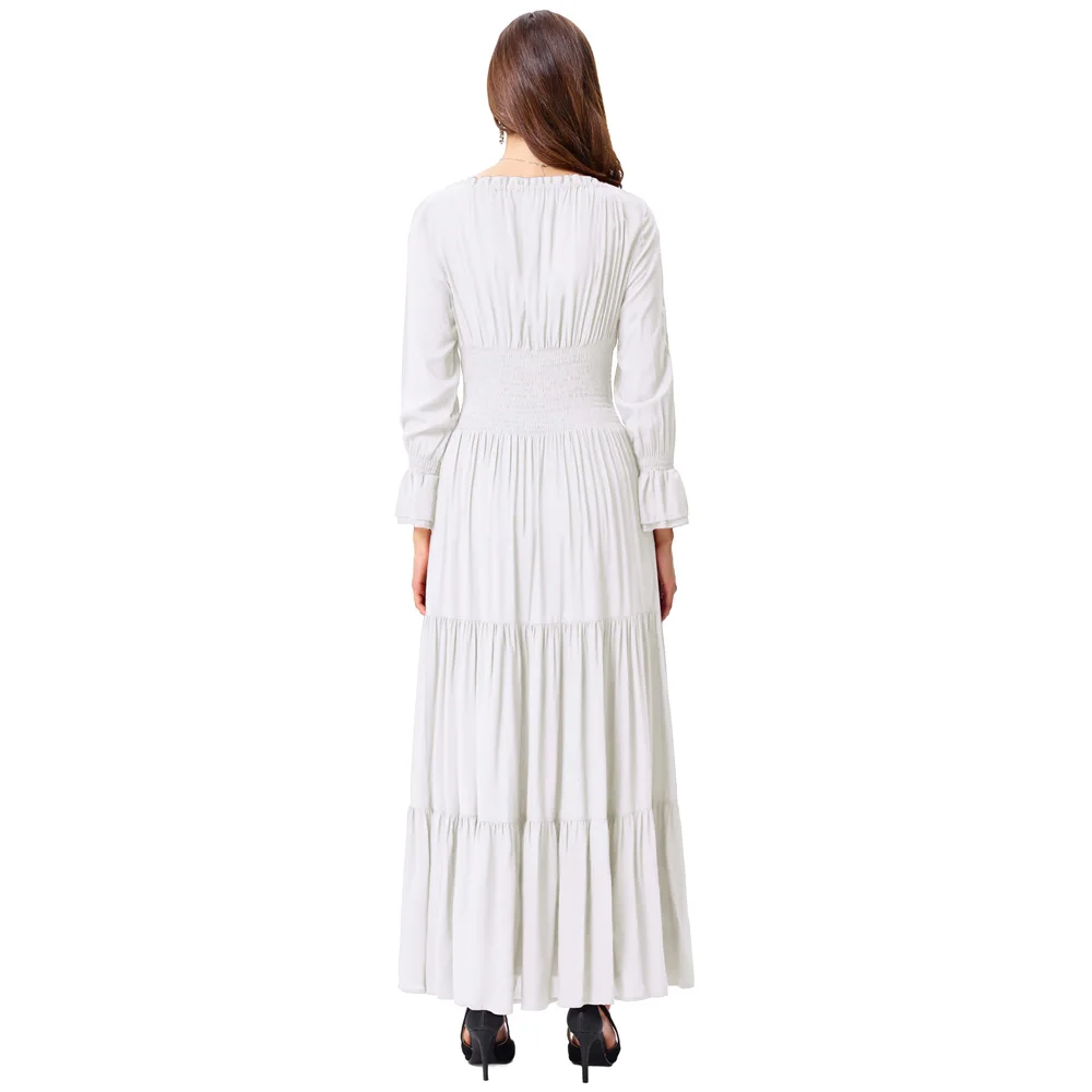 Женское винтажное платье в стиле ретро удобное Хлопковое с длинным рукавом