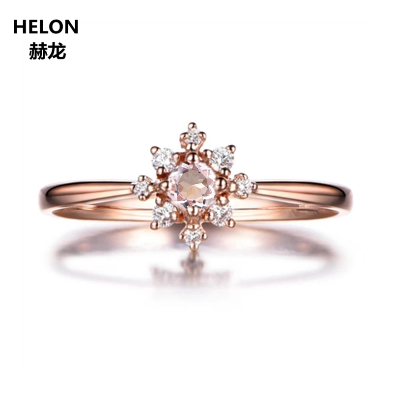 Однотонное обручальное кольцо из розового золота 14 к с натуральными дисекунд