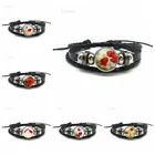 Аксессуары для цветов, подарок для девочки, купольное стекло с куполом, кожаный кулон, черная кнопка, браслет, ювелирные изделия