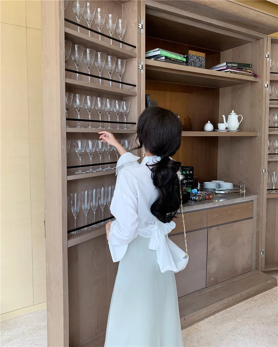 Юбка с длинными рукавами в Корейском стиле сезон весна лето женская шифоновая