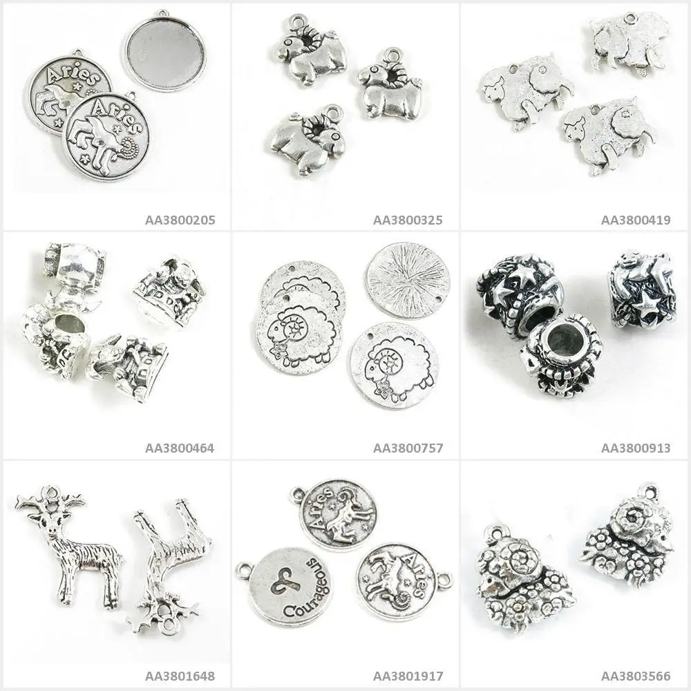 Античный серебряный тон Ювелирные изделия Подвески Знак зодиака китайского