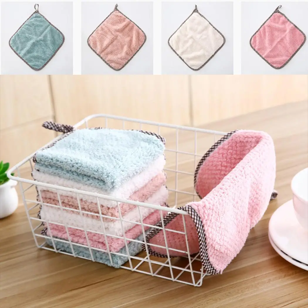 Home Kitchen Double Side Coral Fleece Dish Washing Cleaning Cloth Towel Rag Wipe | Дом и сад