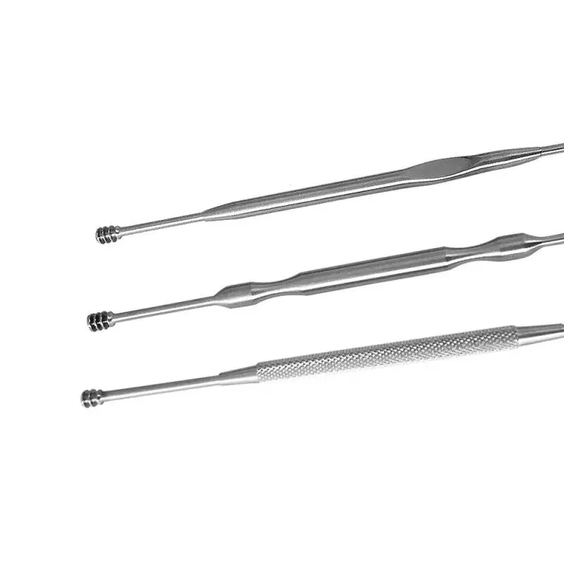 3pcs Ear Wax Pickers Cleaner Stainless Steel Double-ended Remover Tool Curette Earpick Spoon Cleaning L3 | Красота и здоровье