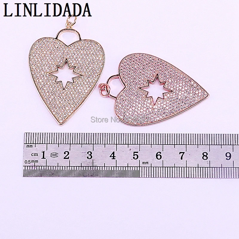 

5Pcs High Quality CZ Micro Pave Cubic Zirconia Heart pendant necklace for women fashion jewelry