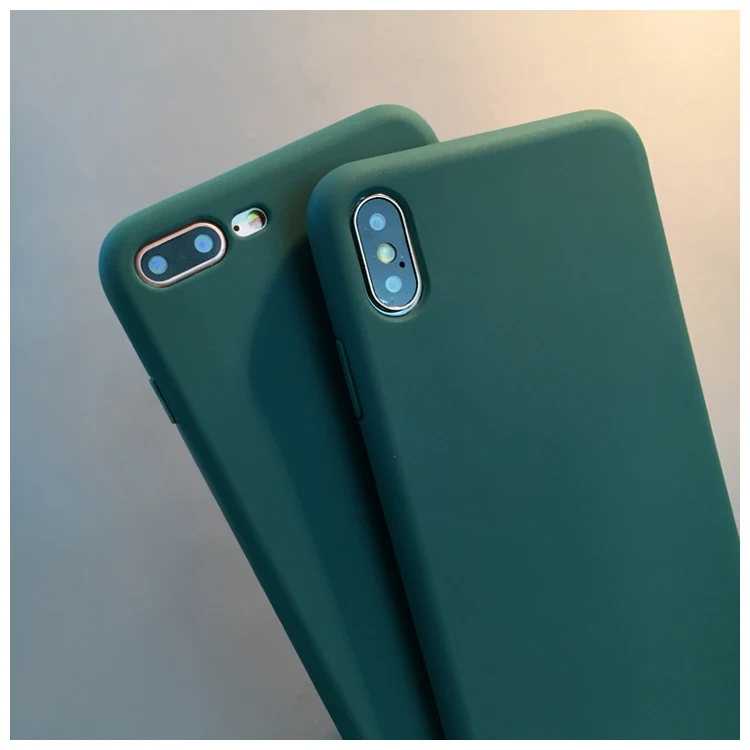 Phone Case For iphone 6 6S Green Black Silicone Bag Cover Coque 7 8 7Plus 6SPlus X Xs Max Xr with strap |