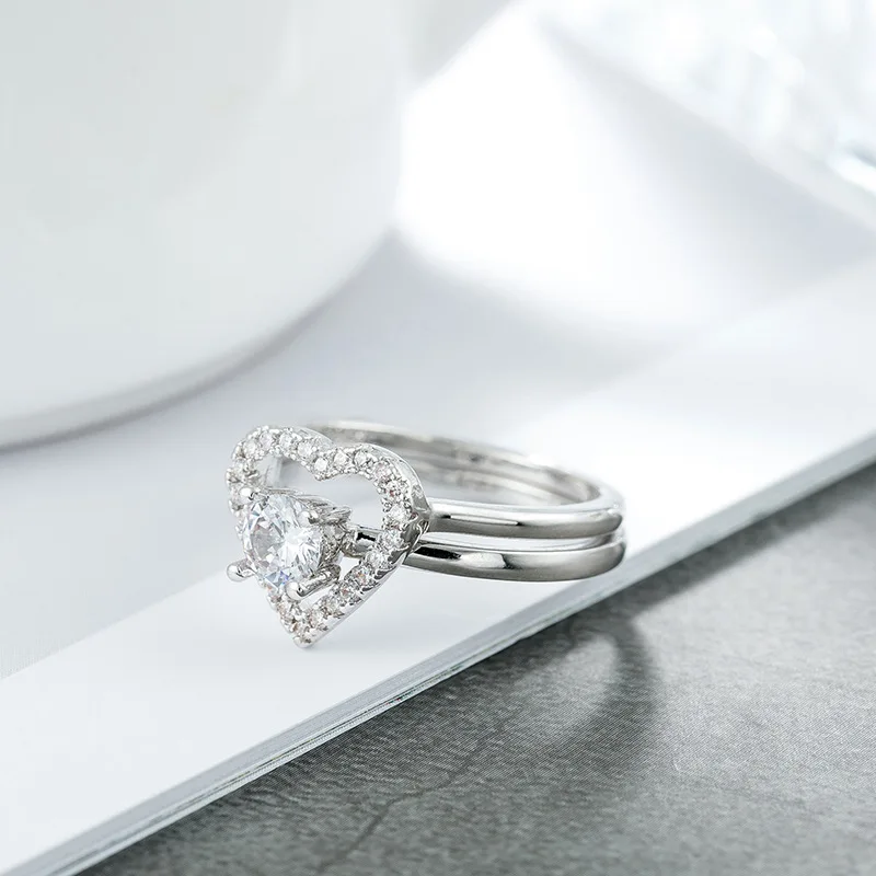 Новое поступление 2020 тибетское серебряное сердце свадебные наборы кольцо