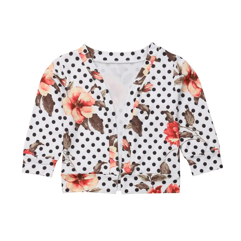 Baby Kids Girl Boho Toddler Cardigan Coat Flower Polka Dot Print Long Sleeve Outwear Tops Autumn Spring Cotton Girls Clothes | Детская