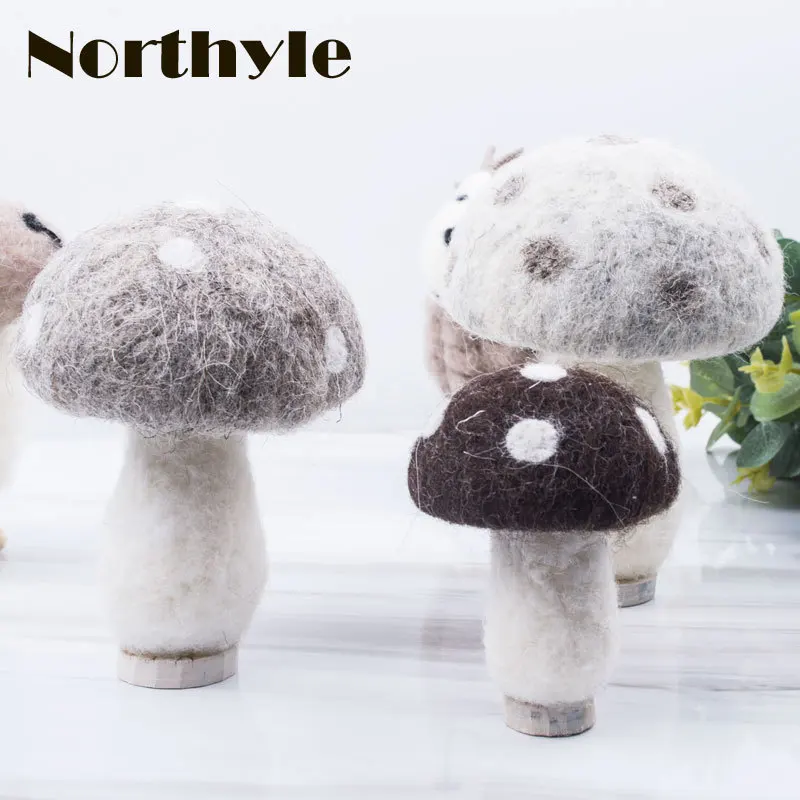 mini three wool mushroom miniature home decoration accessories fairy garden miniatures christmas figurine gift|gift gifts|gift christmasgift |