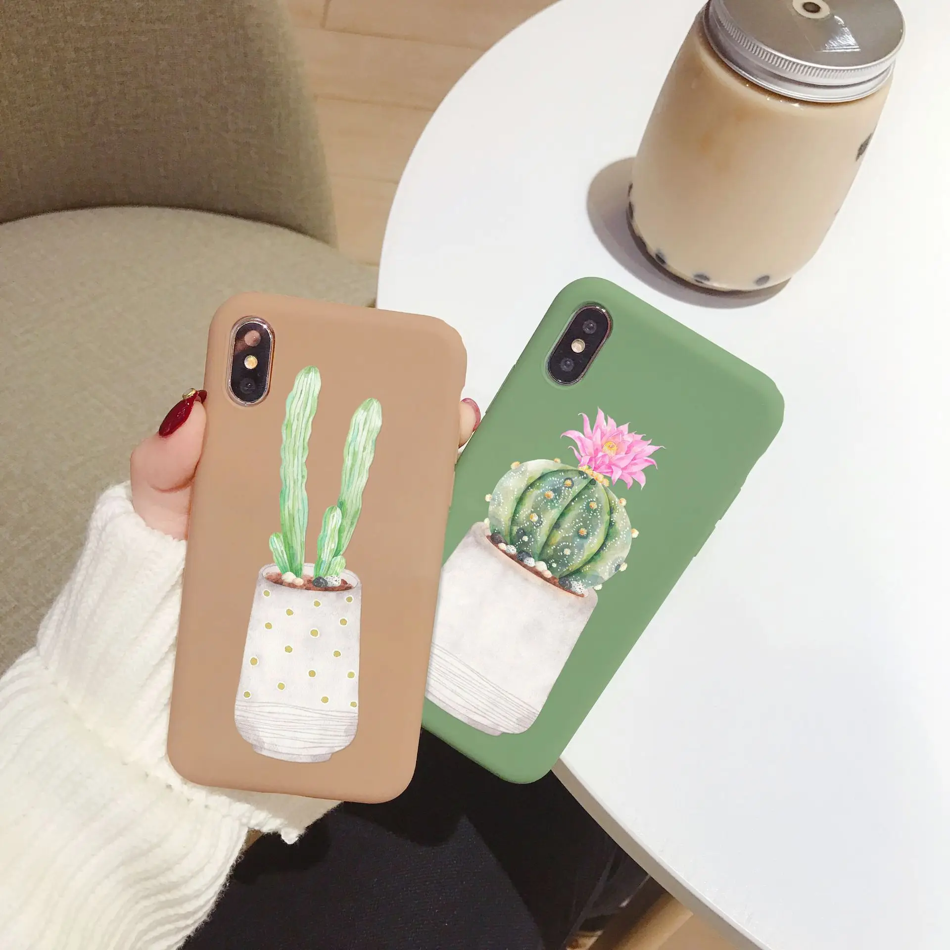 Цветной чехол для телефона в форме кактуса с цветами Iphone XS Max XR X 8 7 6 6S Plus роскошные