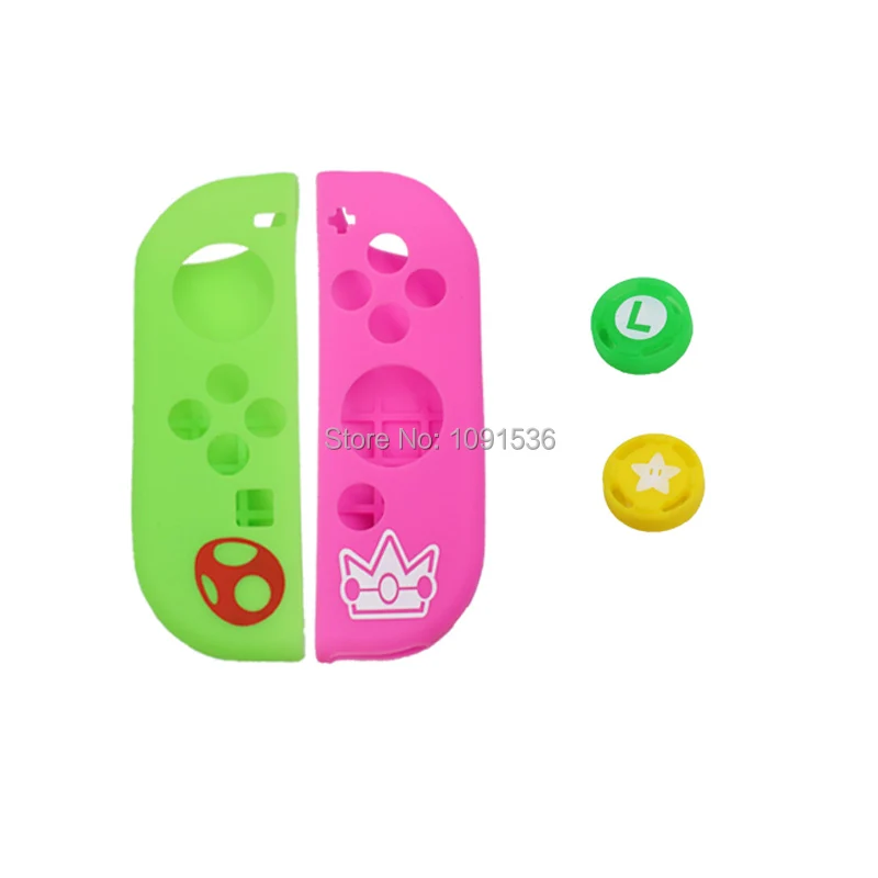 Мягкий силиконовый защитный чехол Nintendo Switch + 2 захвата джойстика колпачки для NS