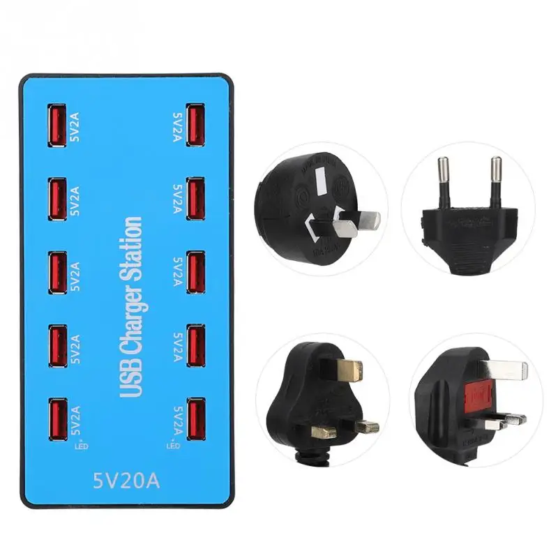 Портативный usb концентратор с 10 портами 20А/5 В быстрая зарядка портов быстрое