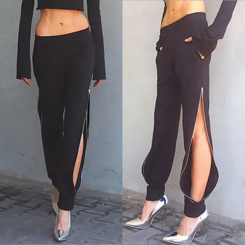 Ladies Trousers Women Palazzo Wide Leg Pants High Waist Long Loose Zipper Pant Black Cut Casual | Женская одежда