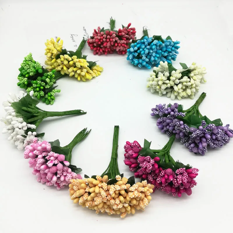 12 шт Мини Stamen Sugar Искусственные цветы украшения для свадебной вечеринки дешевые