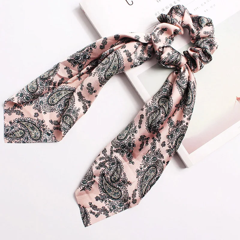 

New Hot 1PC Elastic Hair Band Bohemian Hair Rings Girls Bow Hair Ties Floral Print Fashion Hair Accessories