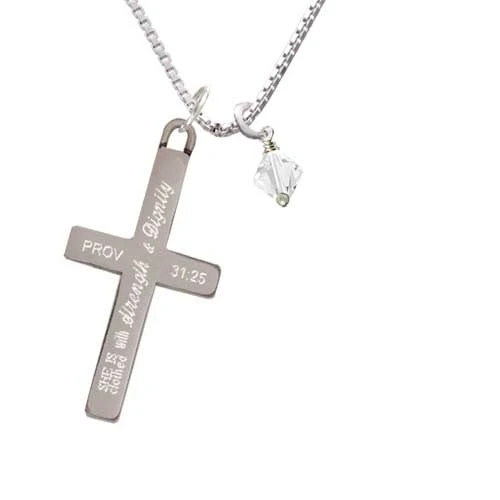 Апрель-прозрачный-6 мм Кристал Бикон-прочность и достоинство-крест ожерелье |