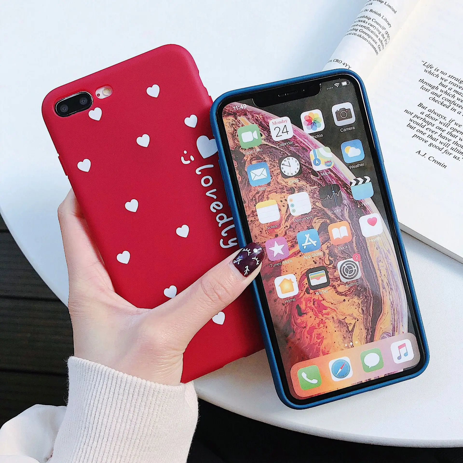3D Kawaii Сердце английская буква чехол для iPhone X XS MAX XR 10 8 7 6 S Plus Мягкая силиконовая