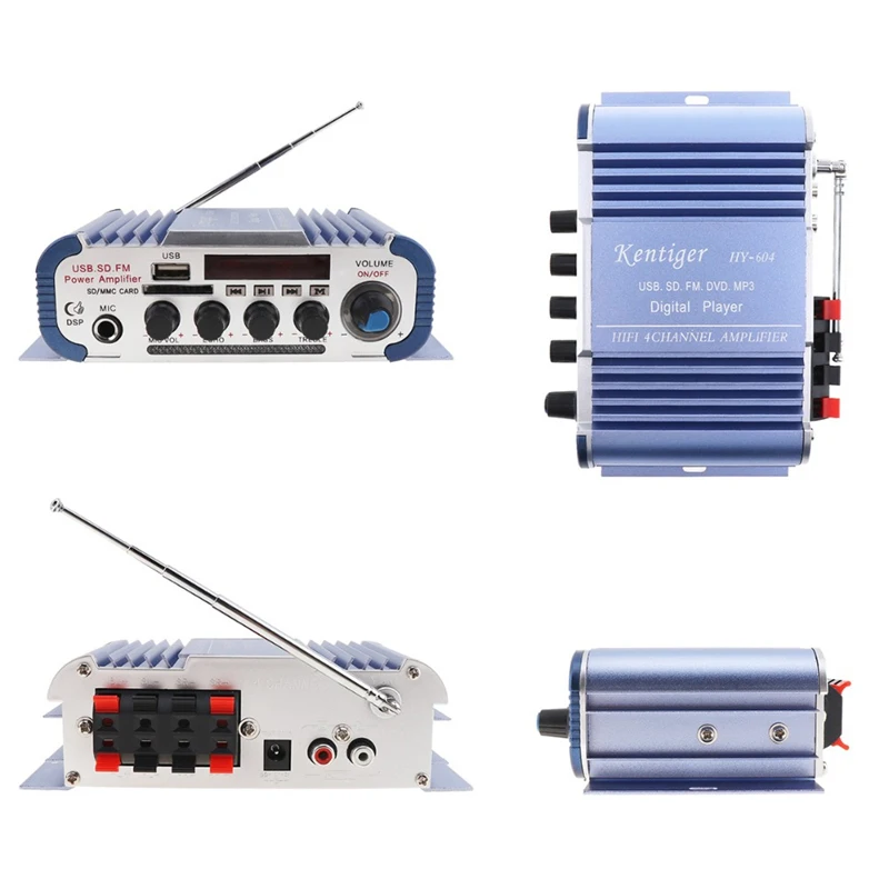 High quality RCA input/output socket And Av Cable Usb Sd Fm Professional Karaoke Amp For Car EU Plug Blue | Электроника