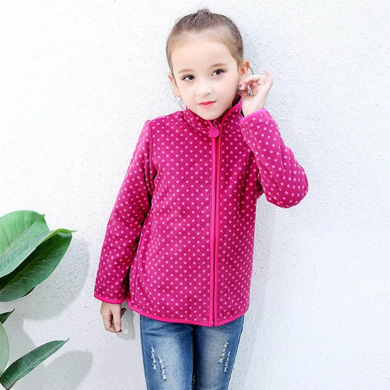 

New Arrival 2021 Spring Autumn Children Kids Girls Hoodies Dot Fleece Jackets And Coats Kids Girls Sweatshirt Warm