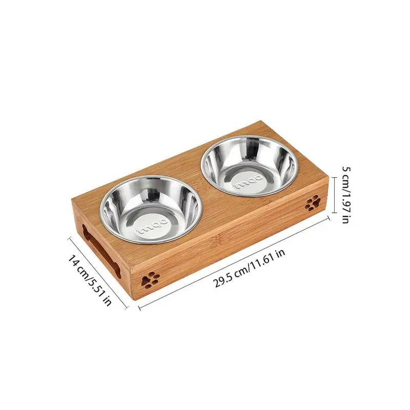 Миска для кормления домашних животных бамбуковая подставка двойные миски корма