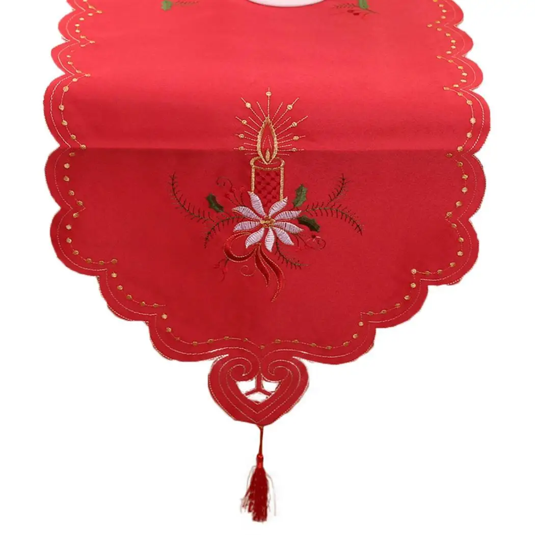 bells Christmas Table Flag Santa Out Hollow candles Crutches Decorations Claus Embroidered Party Gift | Дом и сад